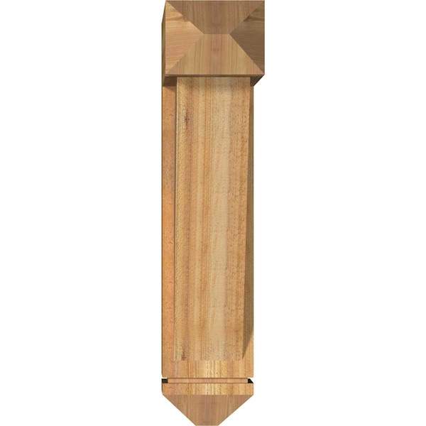 Traditional Arts And Crafts Rough Sawn Bracket W/ Offset Brace, Western Red Cedar, 8W X 24D X 36H